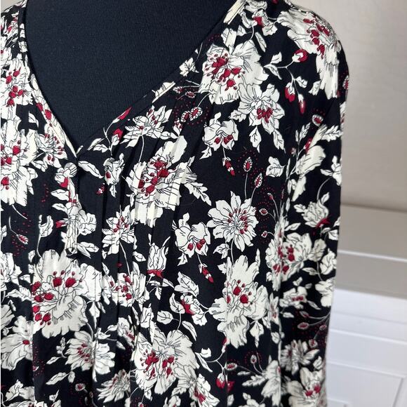 Fun 2 Fun Stitch Fix Floral Pintuck Pullover Blouse Top Black 2XL Office Casual - Picture 5 of 14